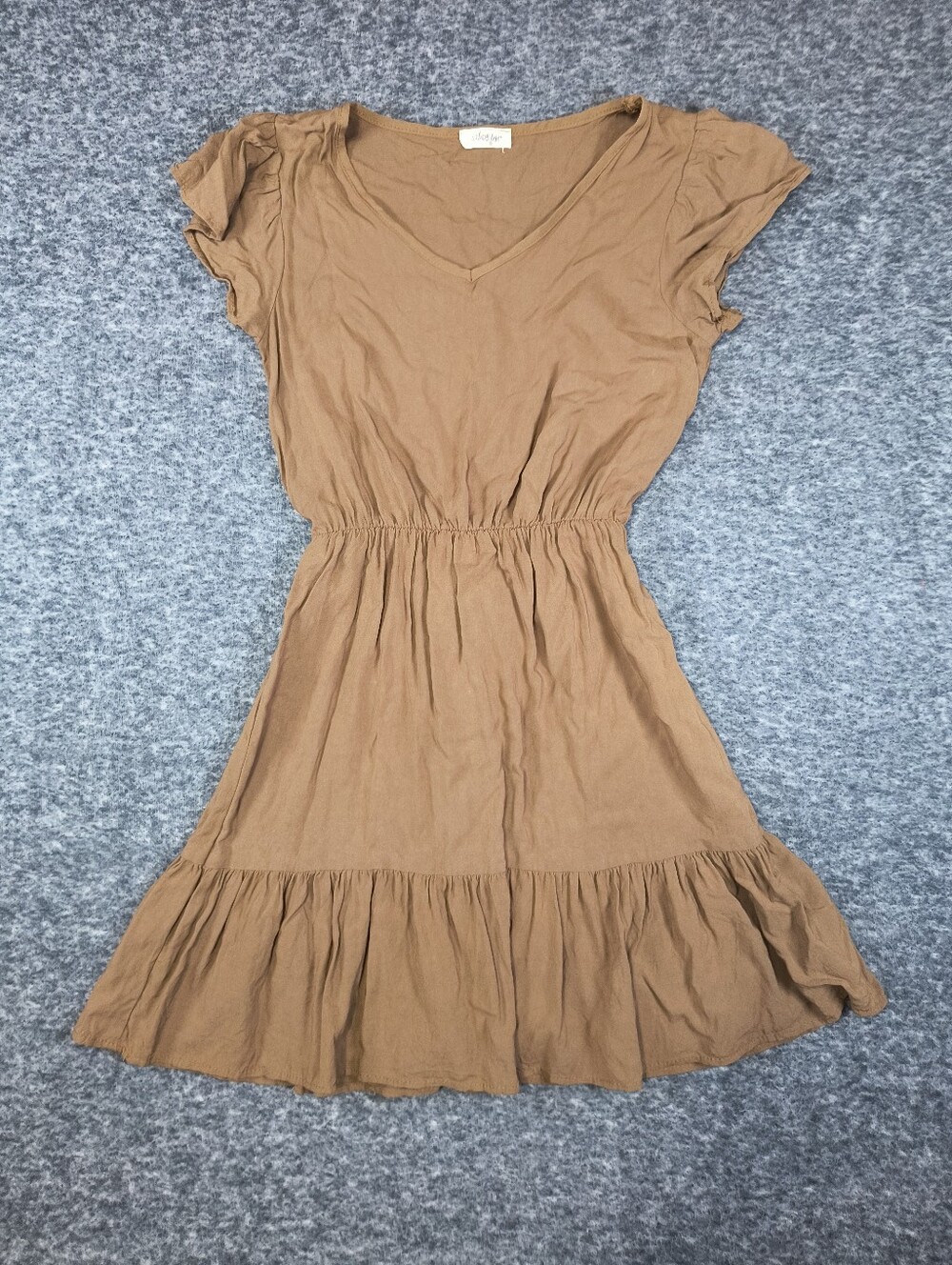 Urban rose tiered ruffle mini brown dress, women's medium/small